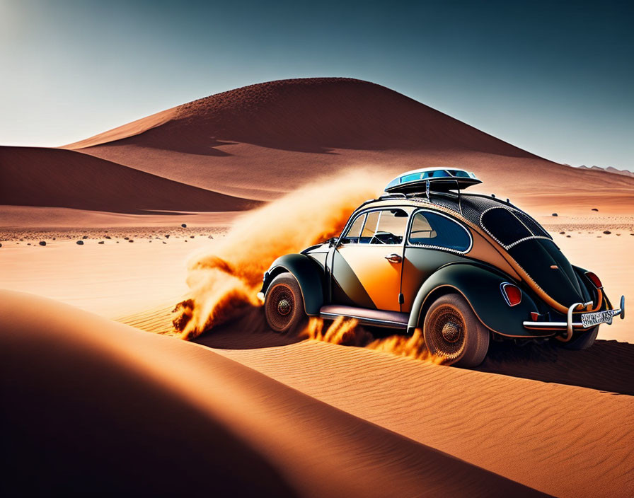 iconic as an old beetle speeding in the desert