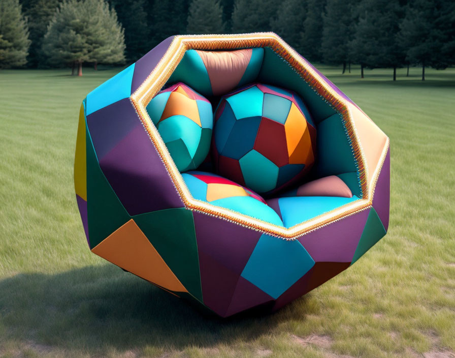 An armchair in the shape of a icosahedron