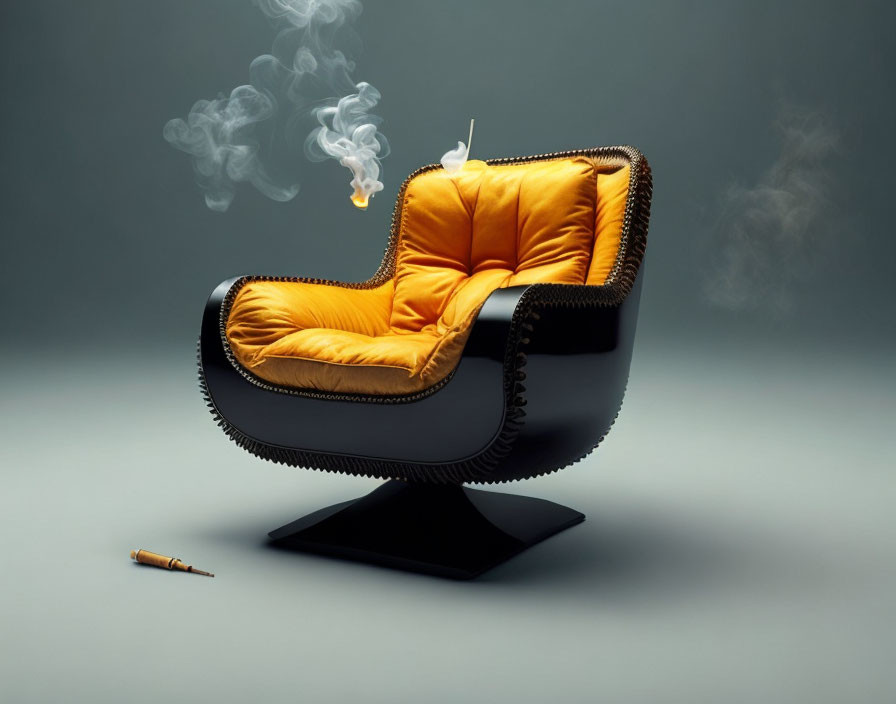 An armchair made out of cigarette butts