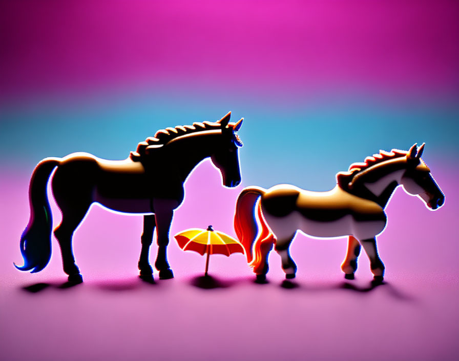 little umbrellas and horses