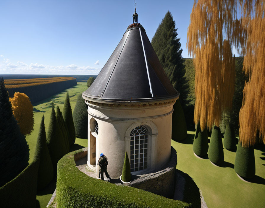 a job to do, at the top of the chateau turret