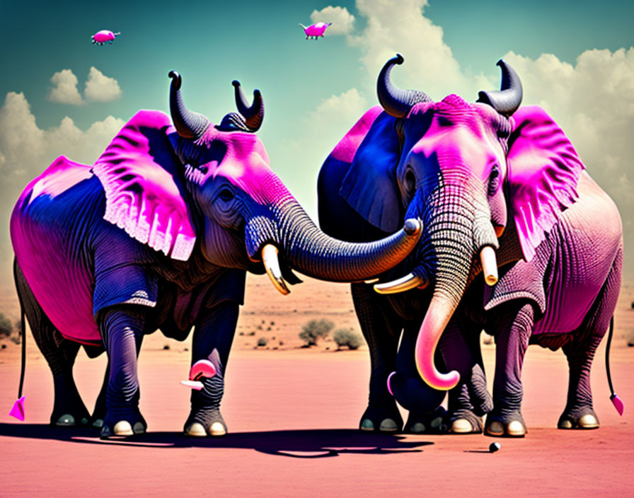 Pink elephants with extra horns!