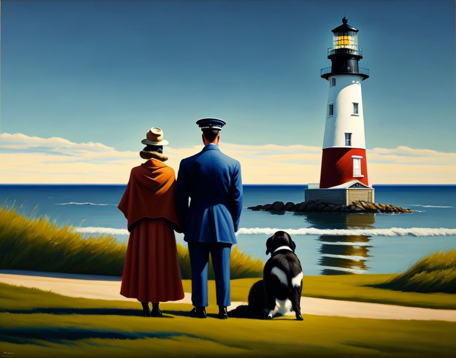 Lighthouse keepers and dog