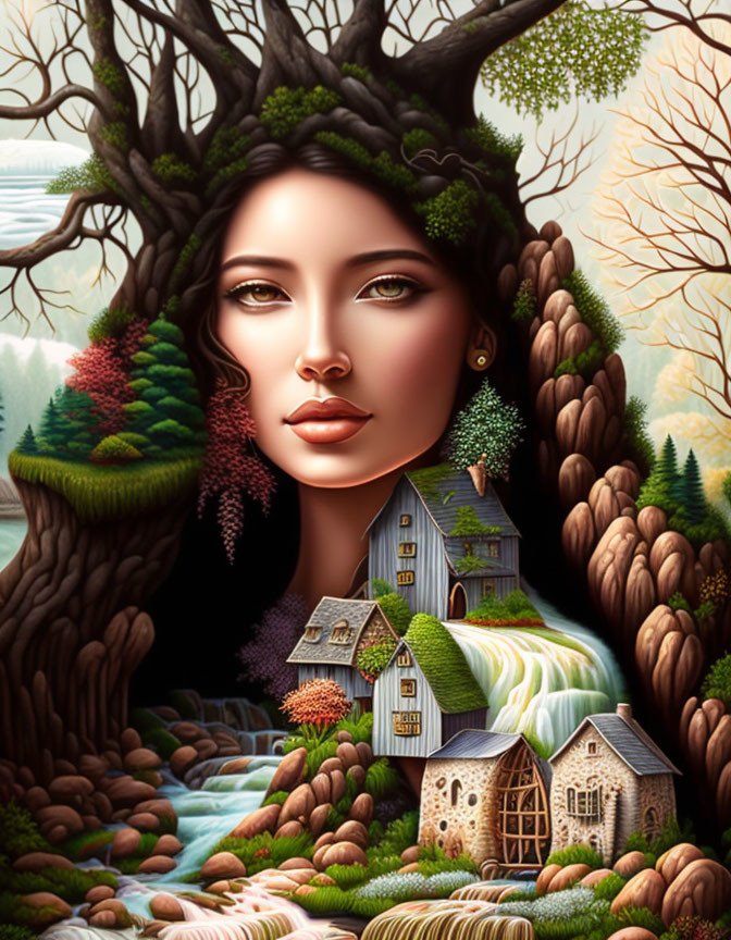 Surreal woman of nature