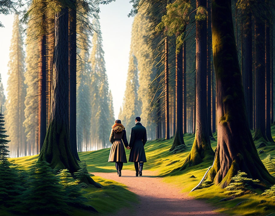 Beautiful couple in the forest