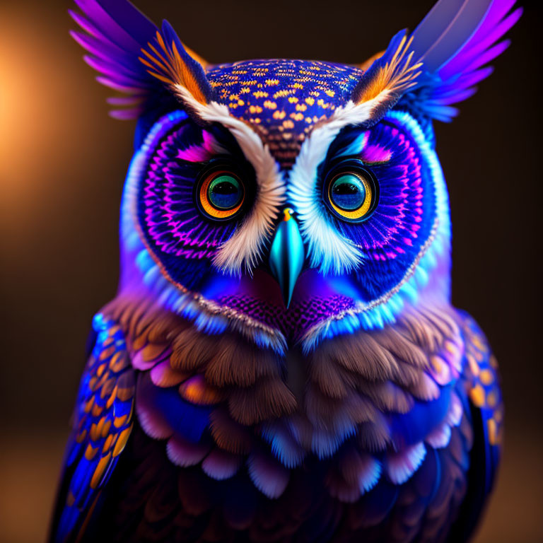 Colourful owl looking