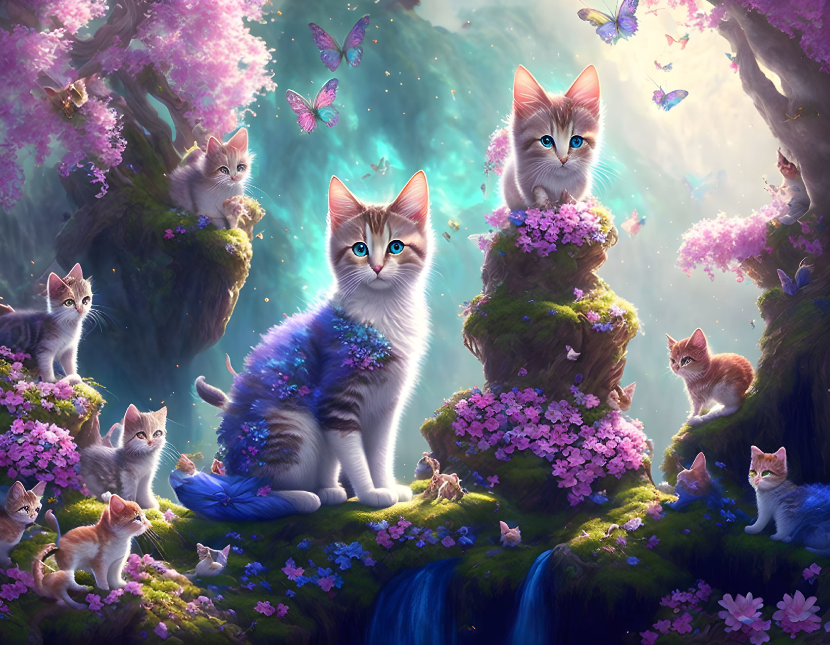 Landscape with kittens