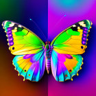 Colorful Butterfly Digital Art on Gradient Background
