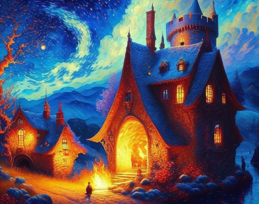 castle and fire