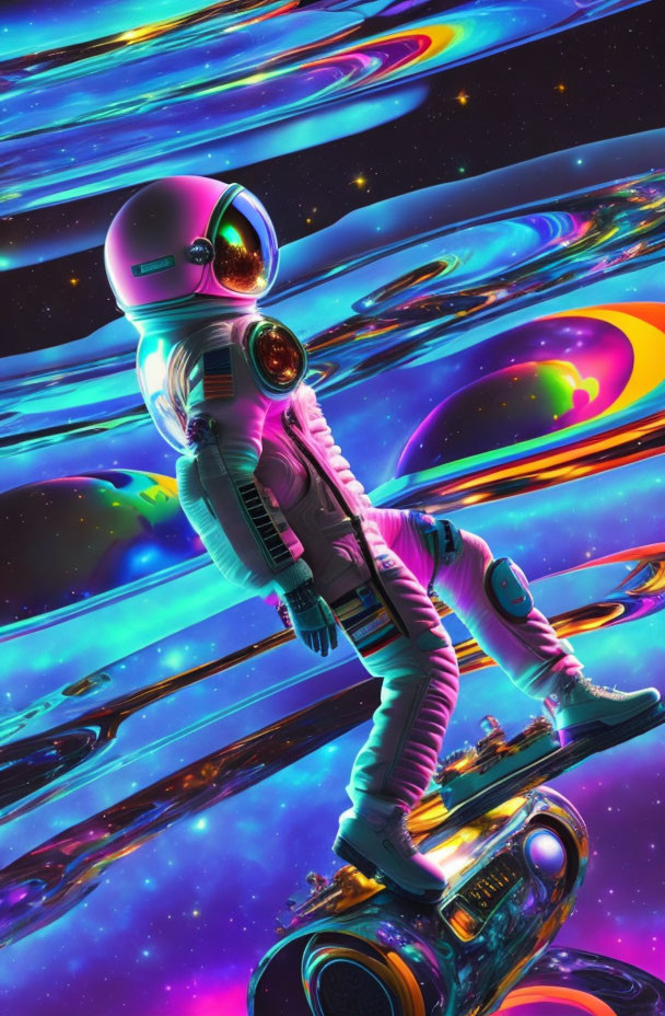 spaceman floating in a trippie space