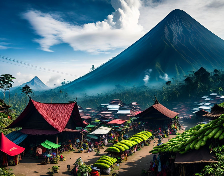 Devil's market on the slopes of Mount Merapi