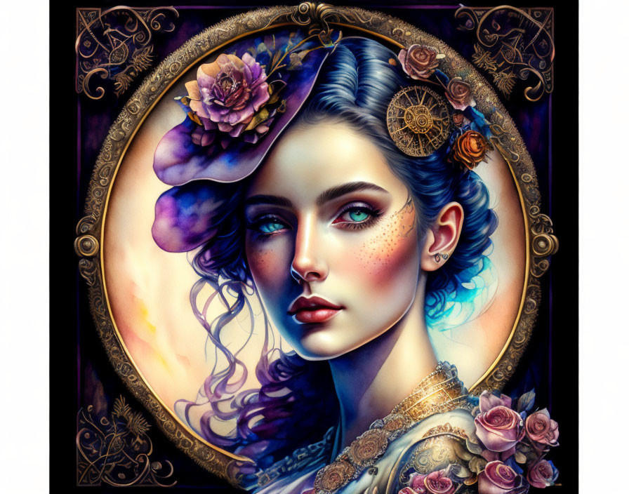 steampunk girl, vintage, beautiful face, flawless 