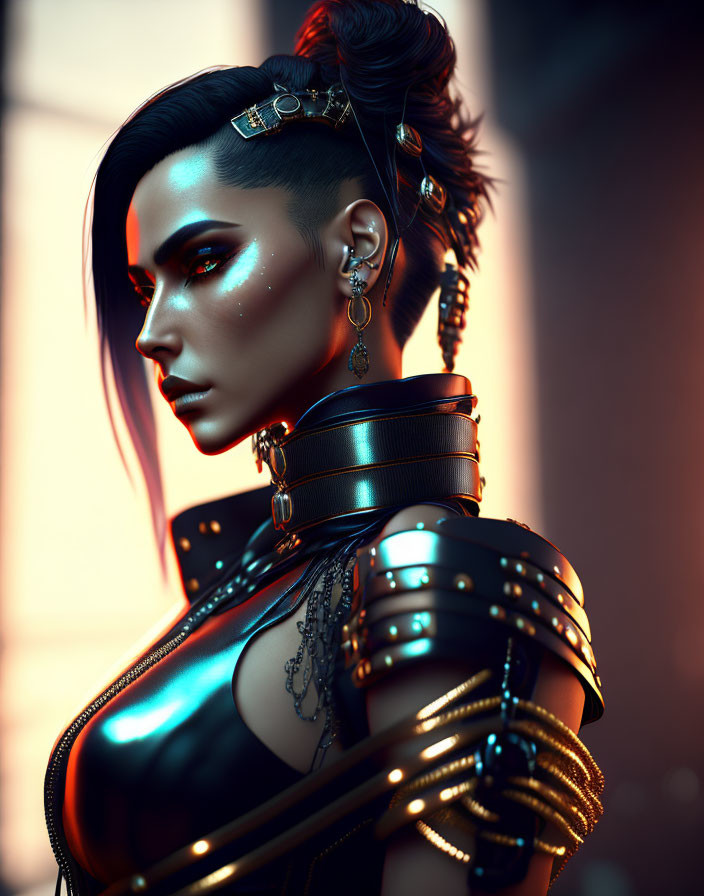 Futuristic Cyberpunk Female Character in 3D Illustration