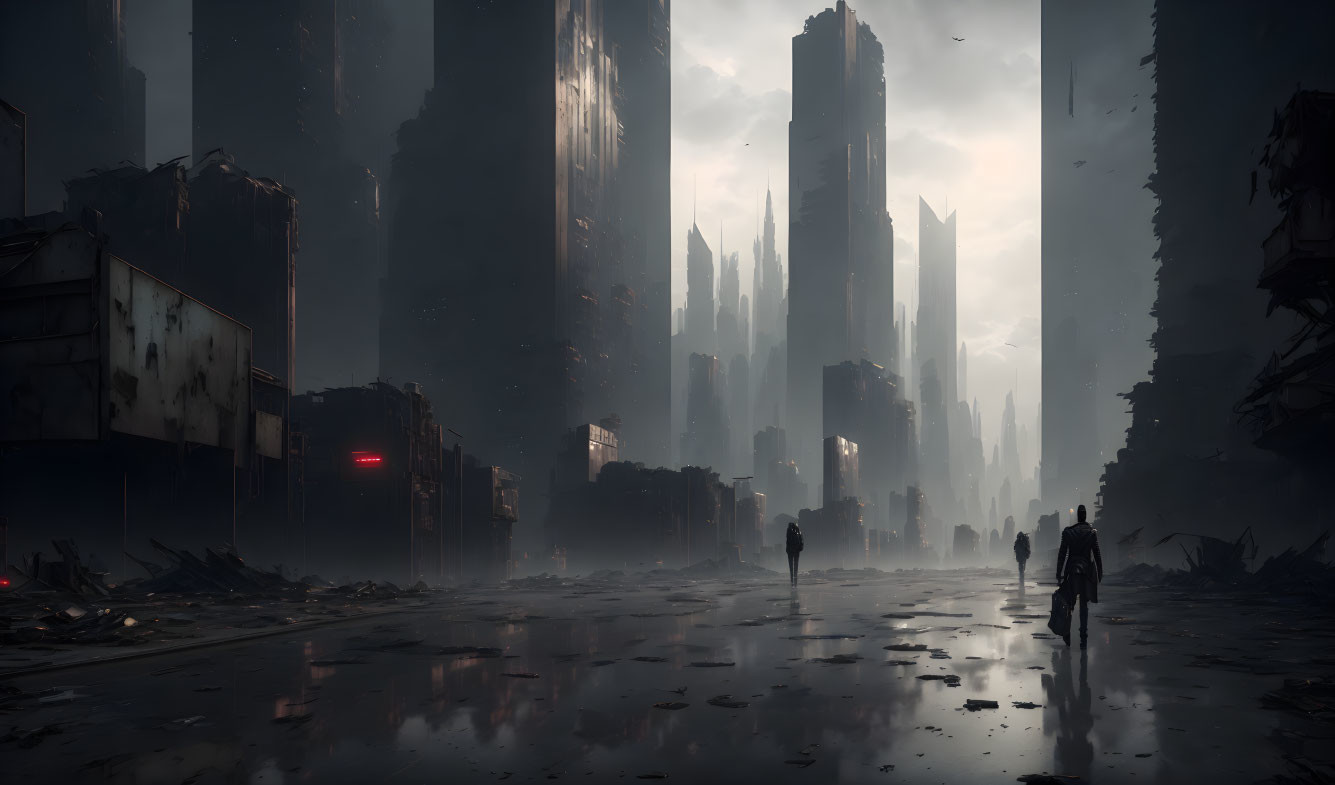 Dystopian cityscape