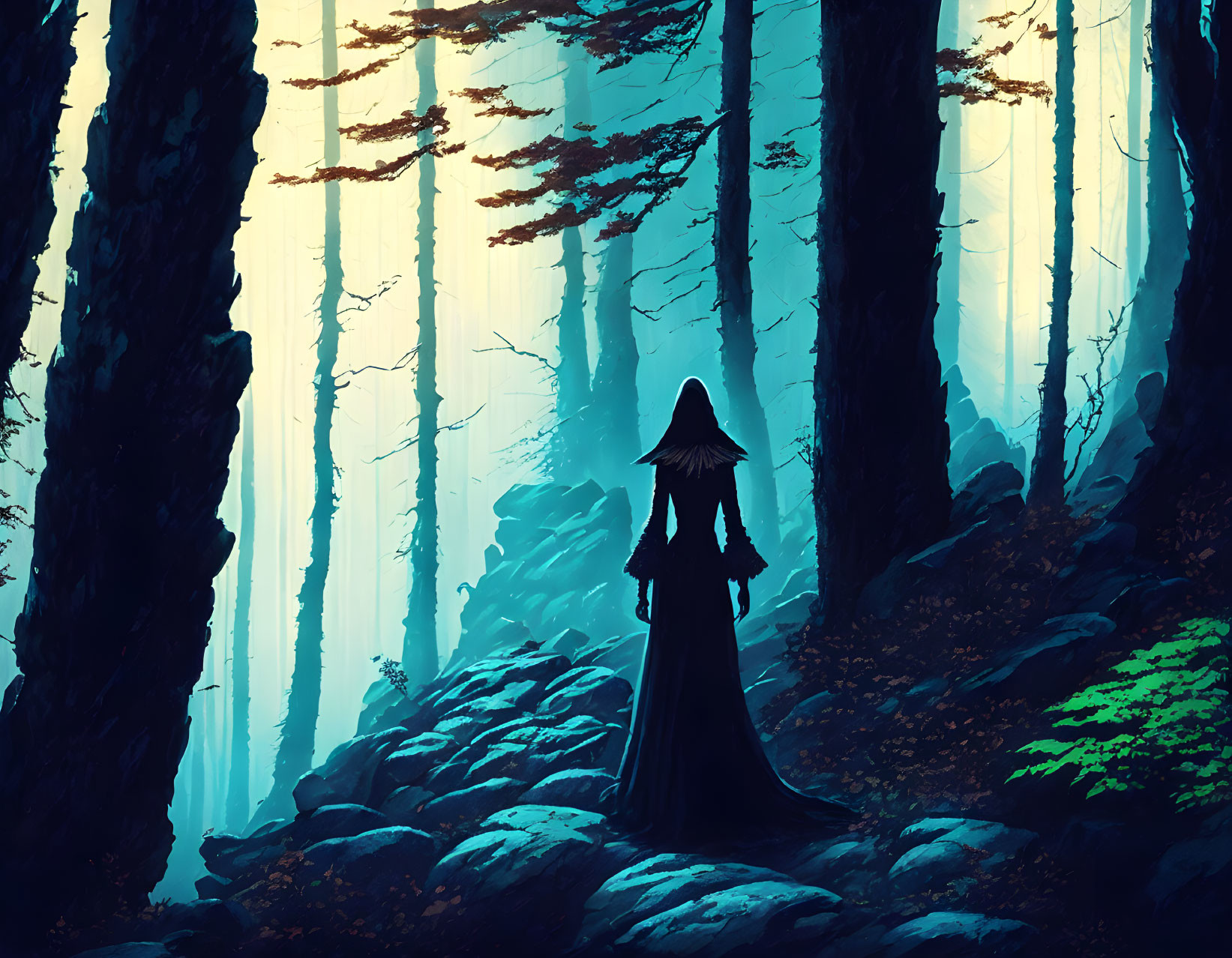 Mysterious woman in the forest
