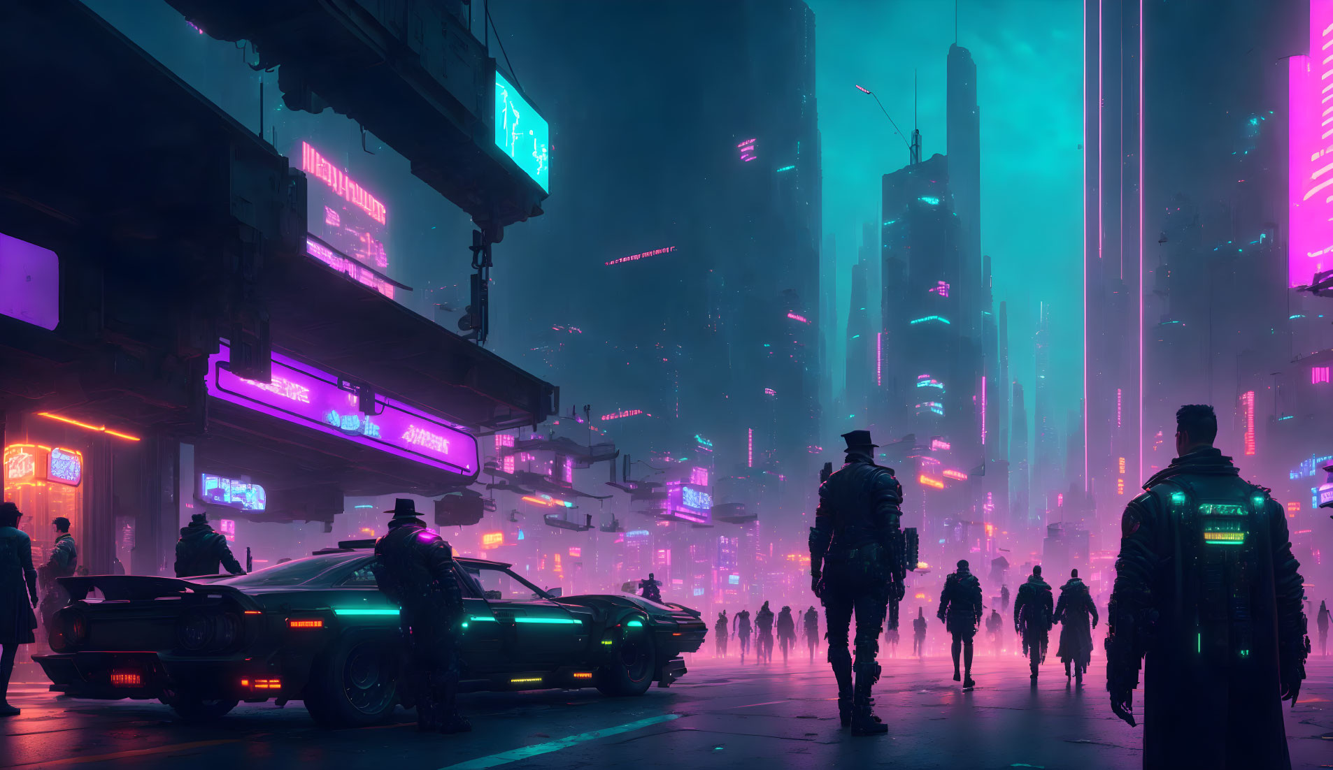 Future cyberpunk city
