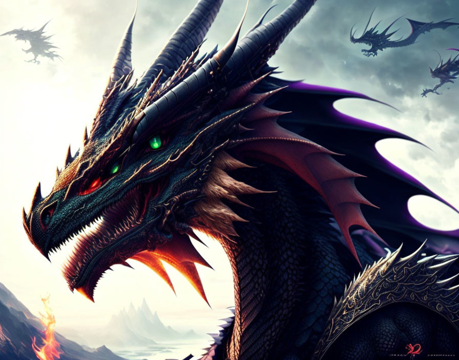 underworld dragon with green eyes