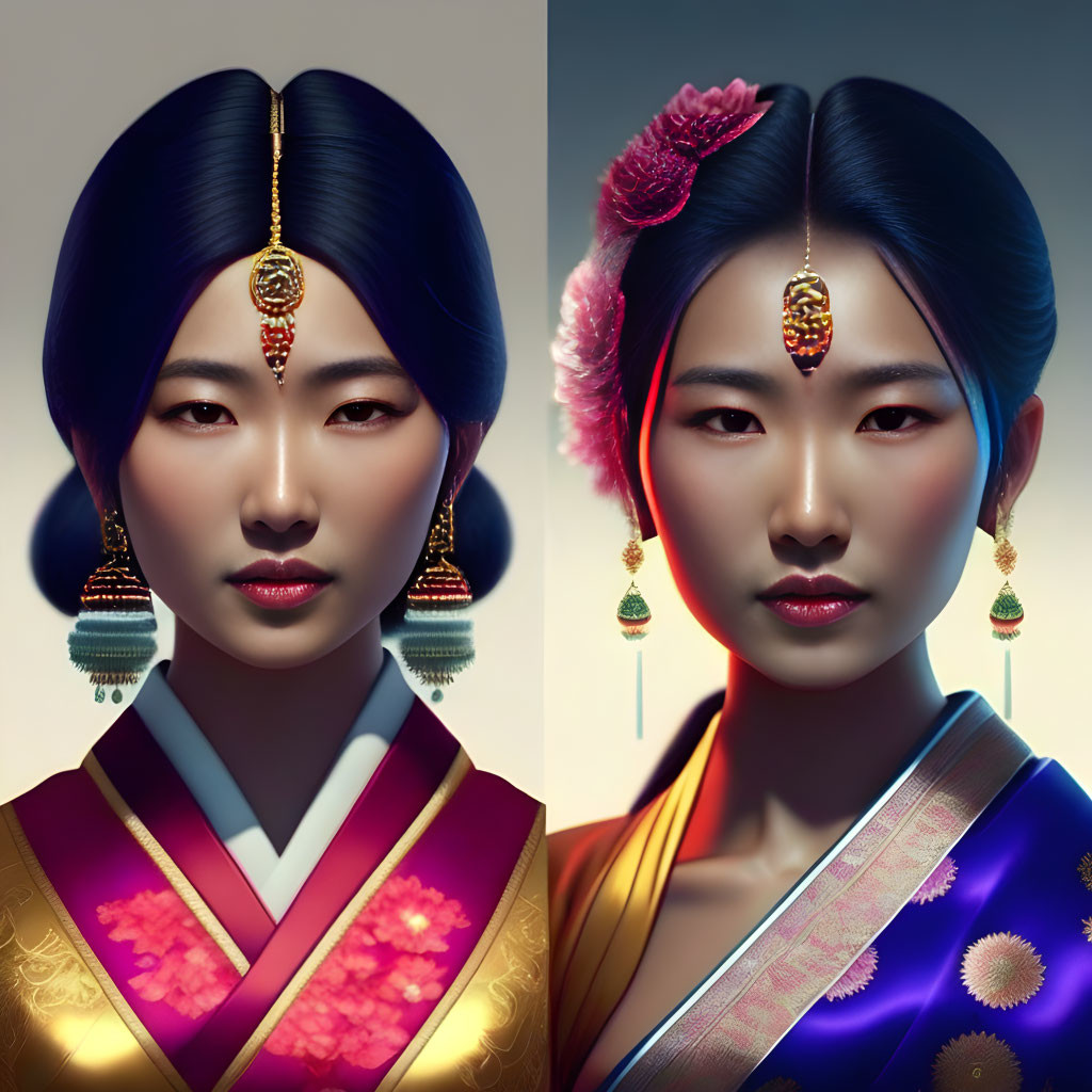 Split Image: Traditional Korean Attire & Hairstyles
