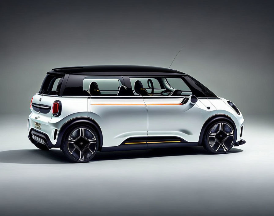 Futuristic design: Compact electric car with sleek lines and two-tone bodywork