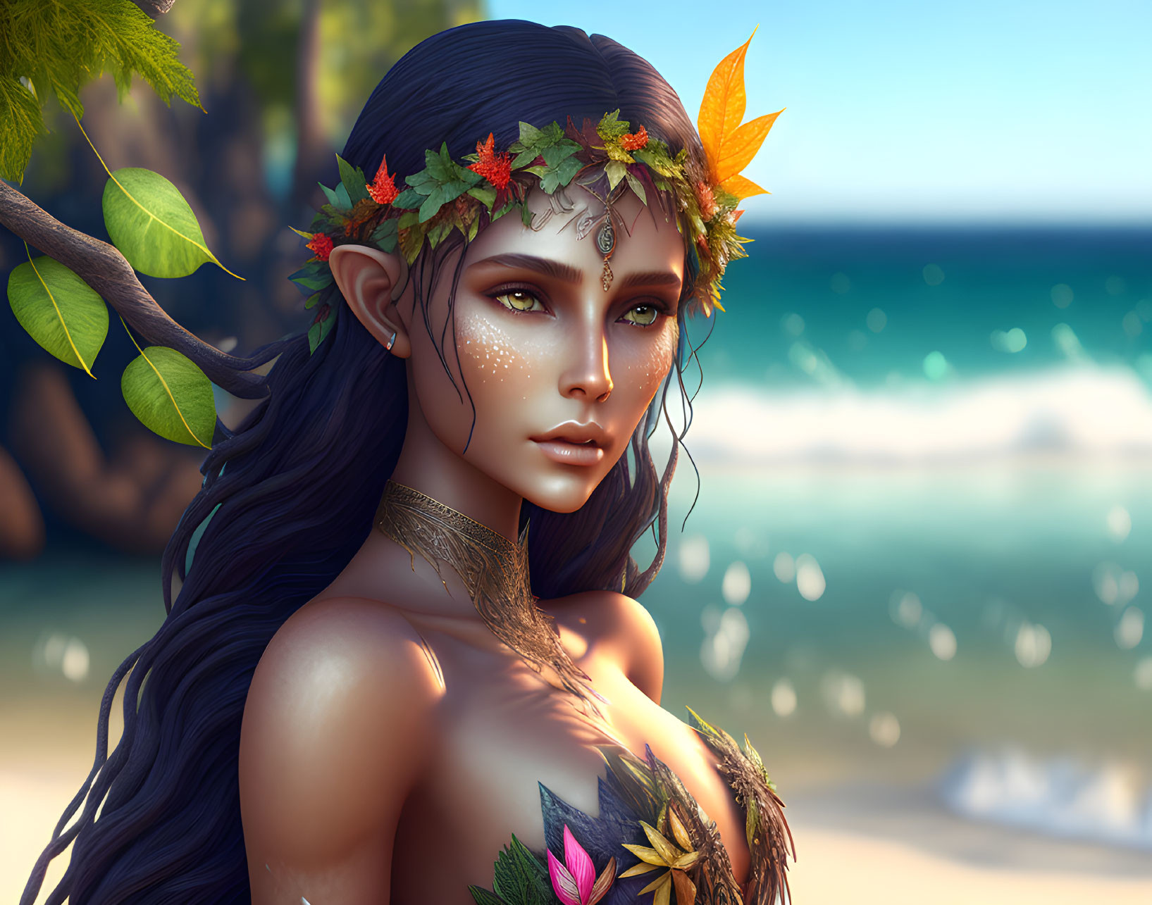Forest elf in the beach