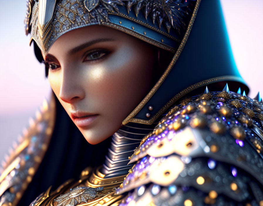 Crystallized armor of a female warrior