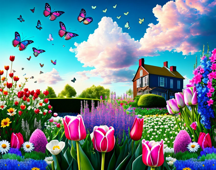 Flowers, The Sky, and The House