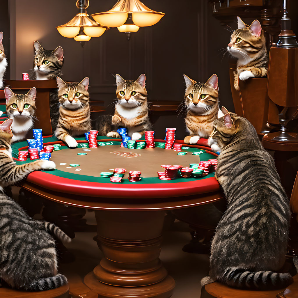 Tabby Cats playing poker