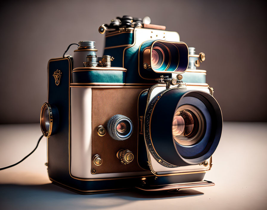 antique twin lens reflex camera morphed into digit