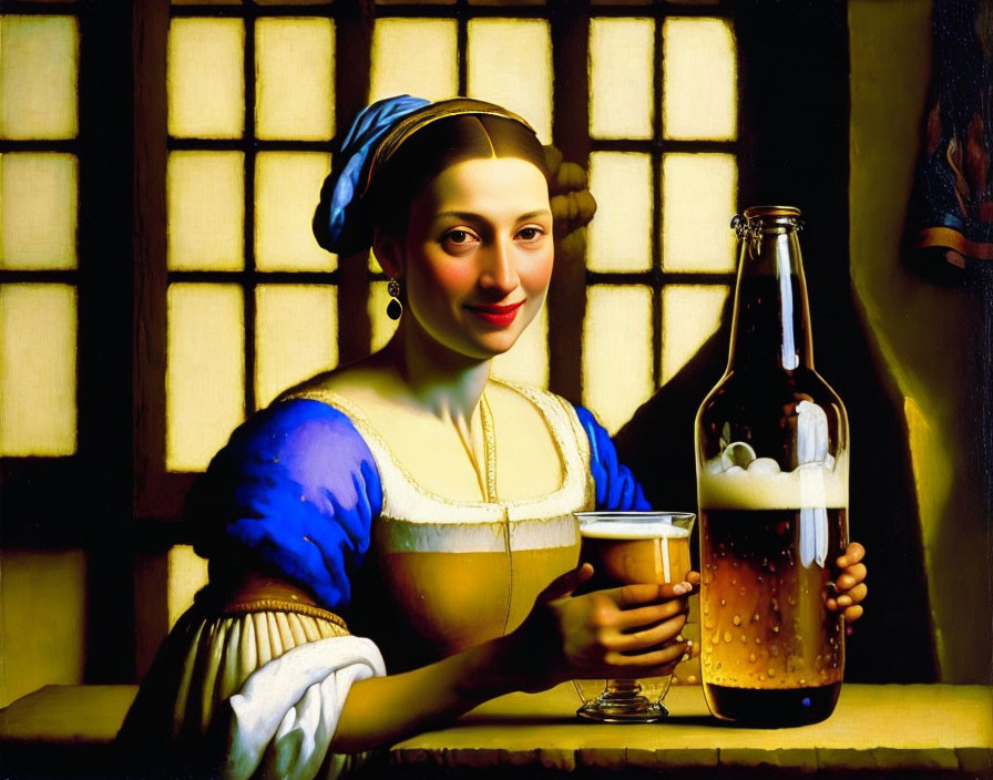 Vermeer "Milkmaid" drinking beer