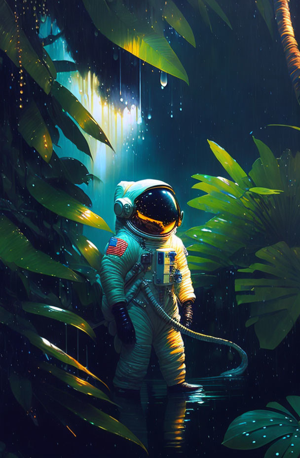 astronaut in Amazon jungle 