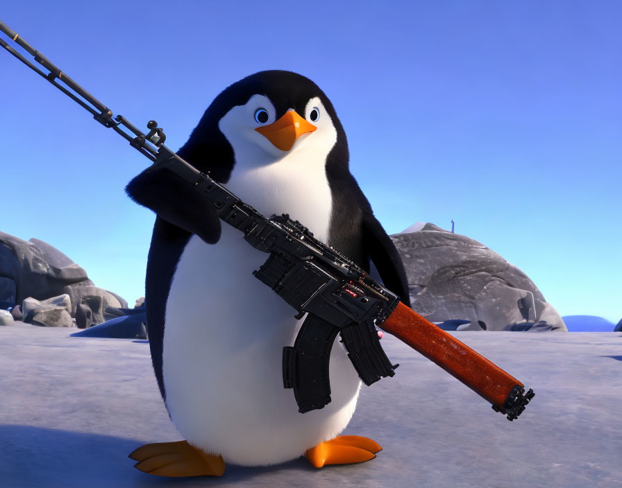 Penguin with a gun