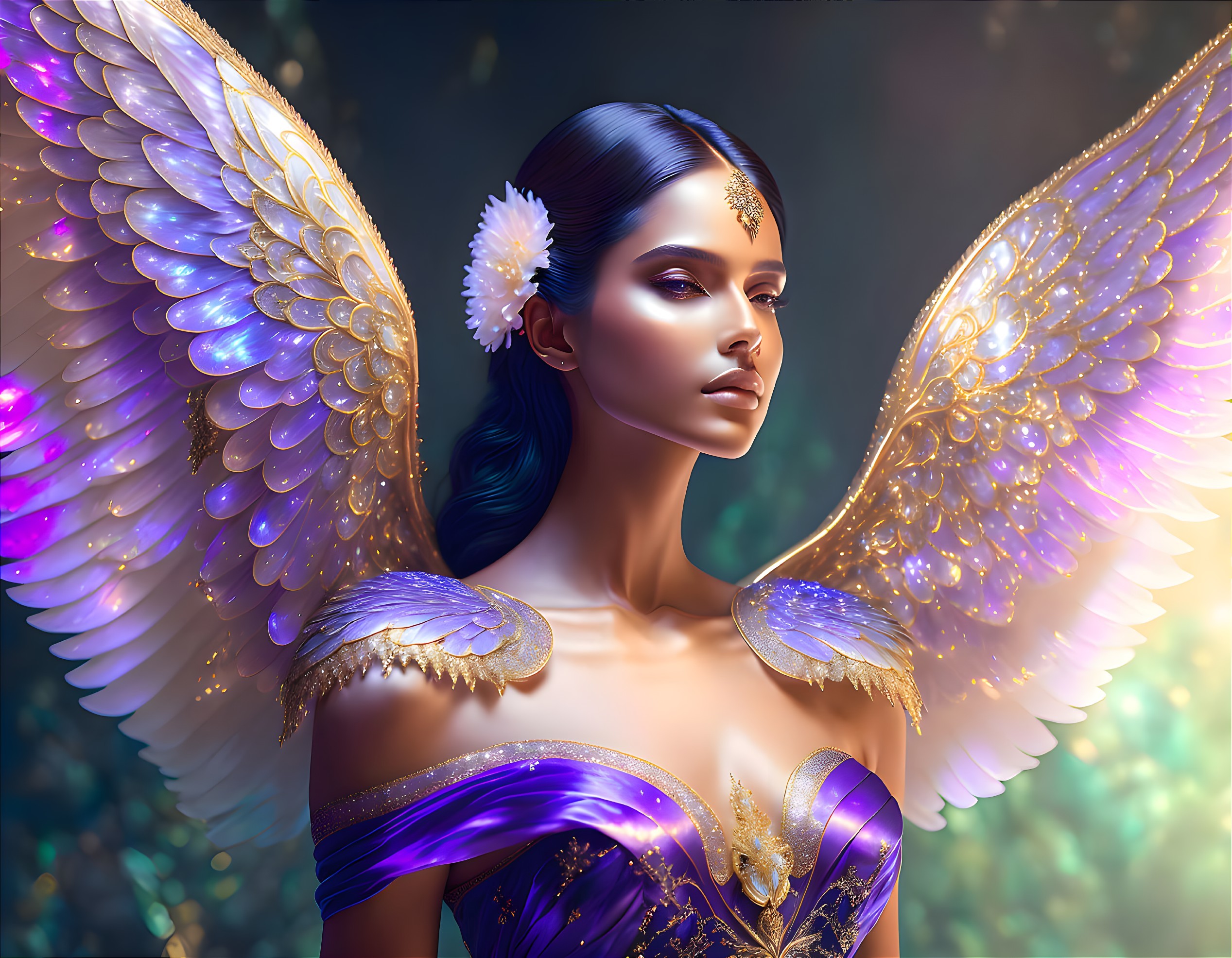 Exquisitely beautiful angel in heavenly silks 