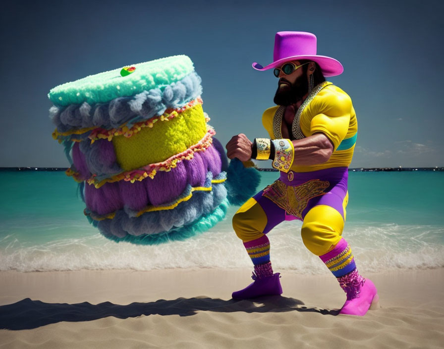 Macho Man fighting what should be spongebob