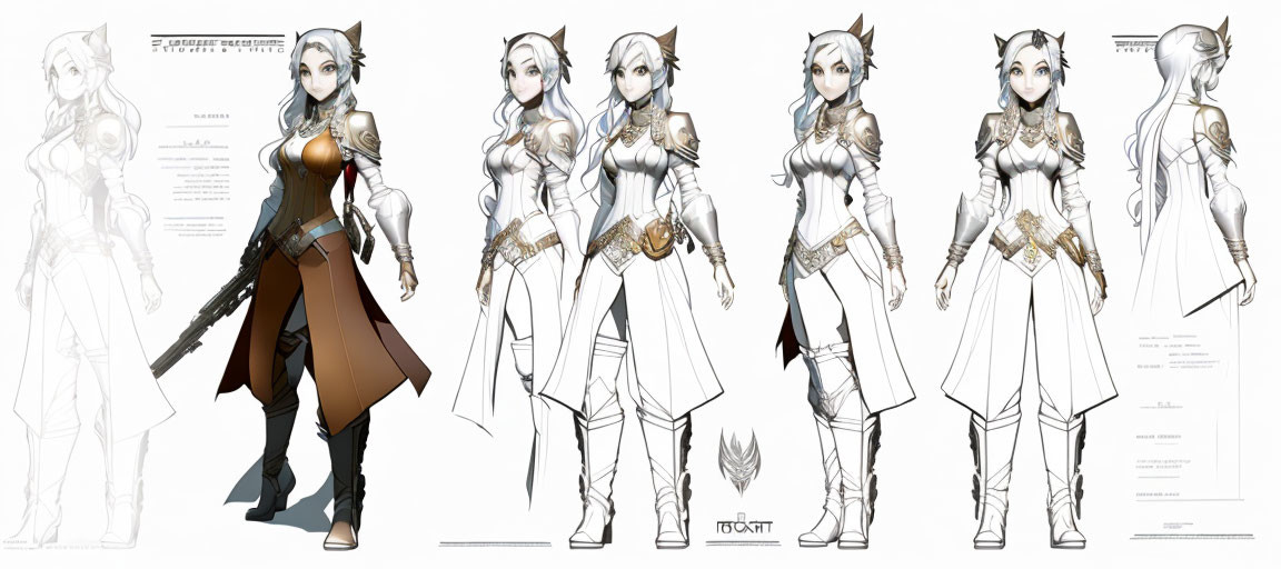 Detailed Fantasy Armor Design Concept Art of Female Character