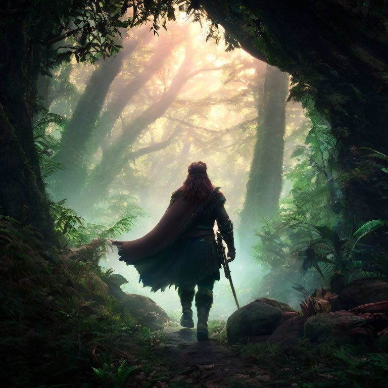fantasy forest behind hero