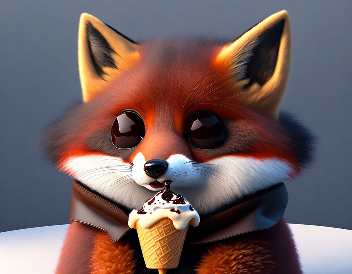fox eating small ice cream
