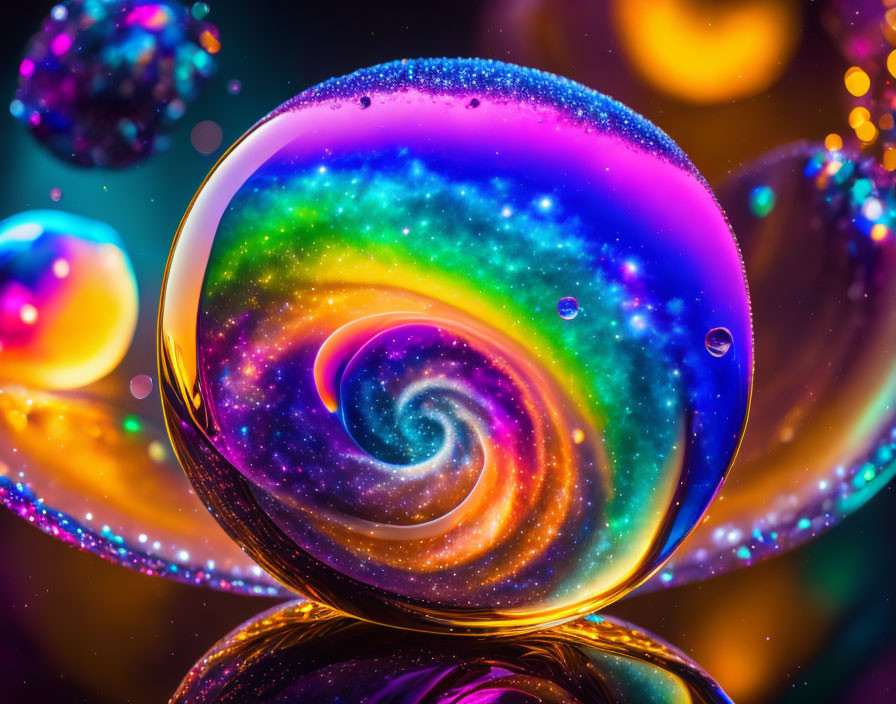 Colorful Bubble Macro Photo Resembling Galaxy