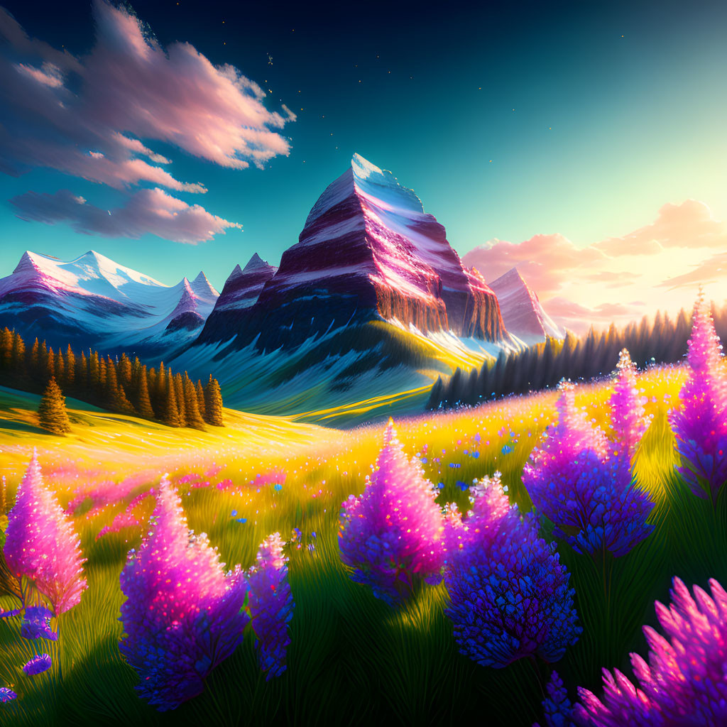 Pastel Painting Of Mountain Meadow