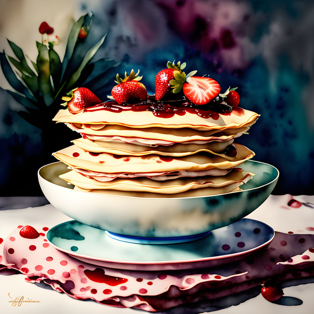 Strawberry jam with crepes 