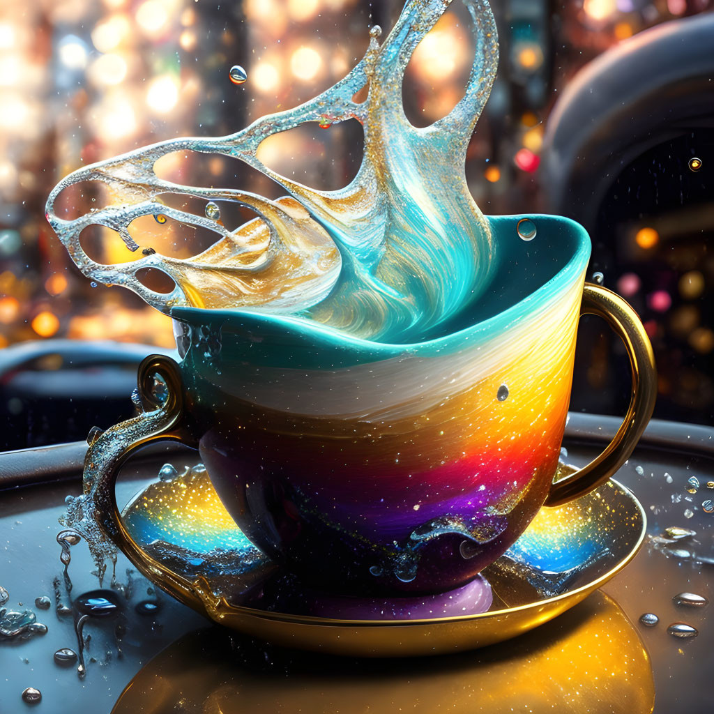 Digital Cup Dripping Paint Art