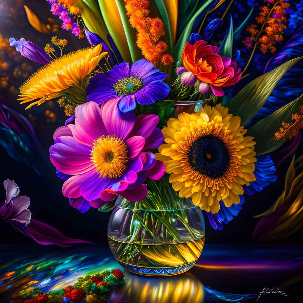 3d Glass Container of an Amazing Flowers