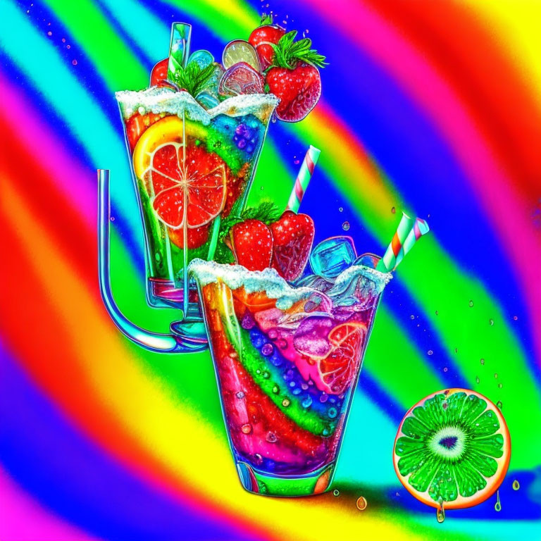 Rainbow Fruit Drinks 