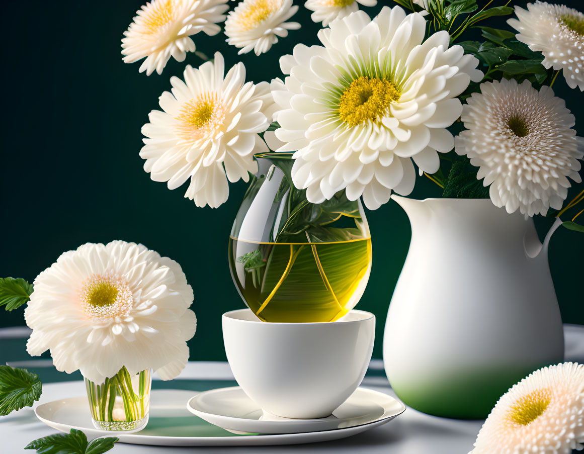 Green tea flowers 