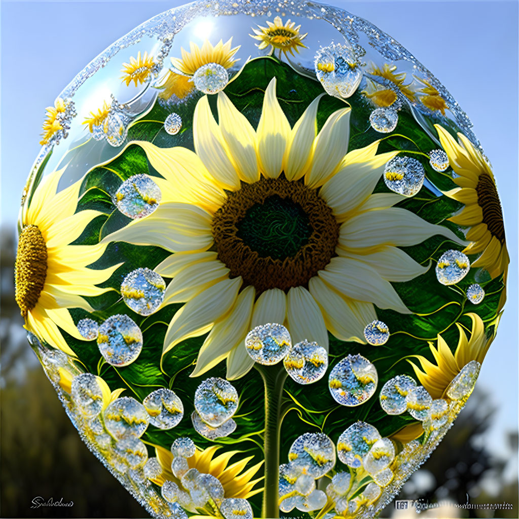 Sunflower crystal globe