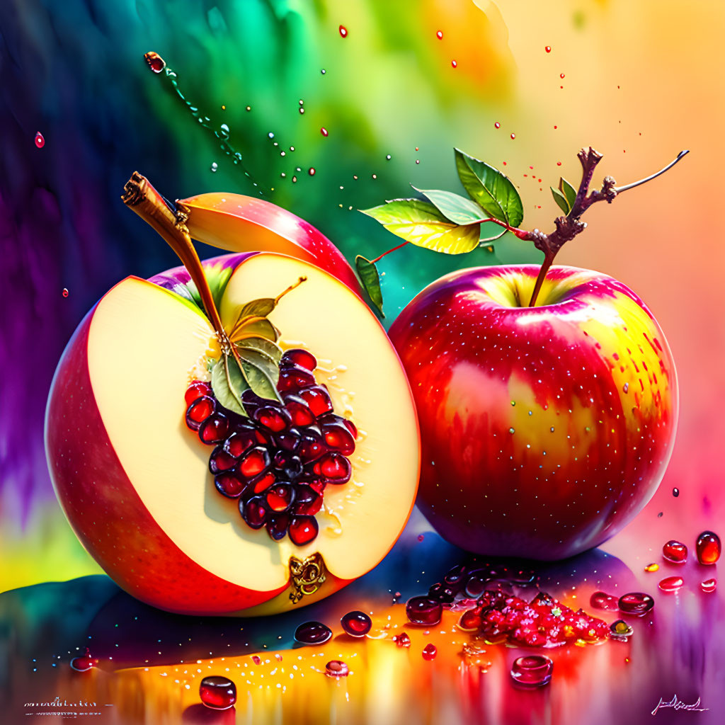 Pomegranate and Apple Art