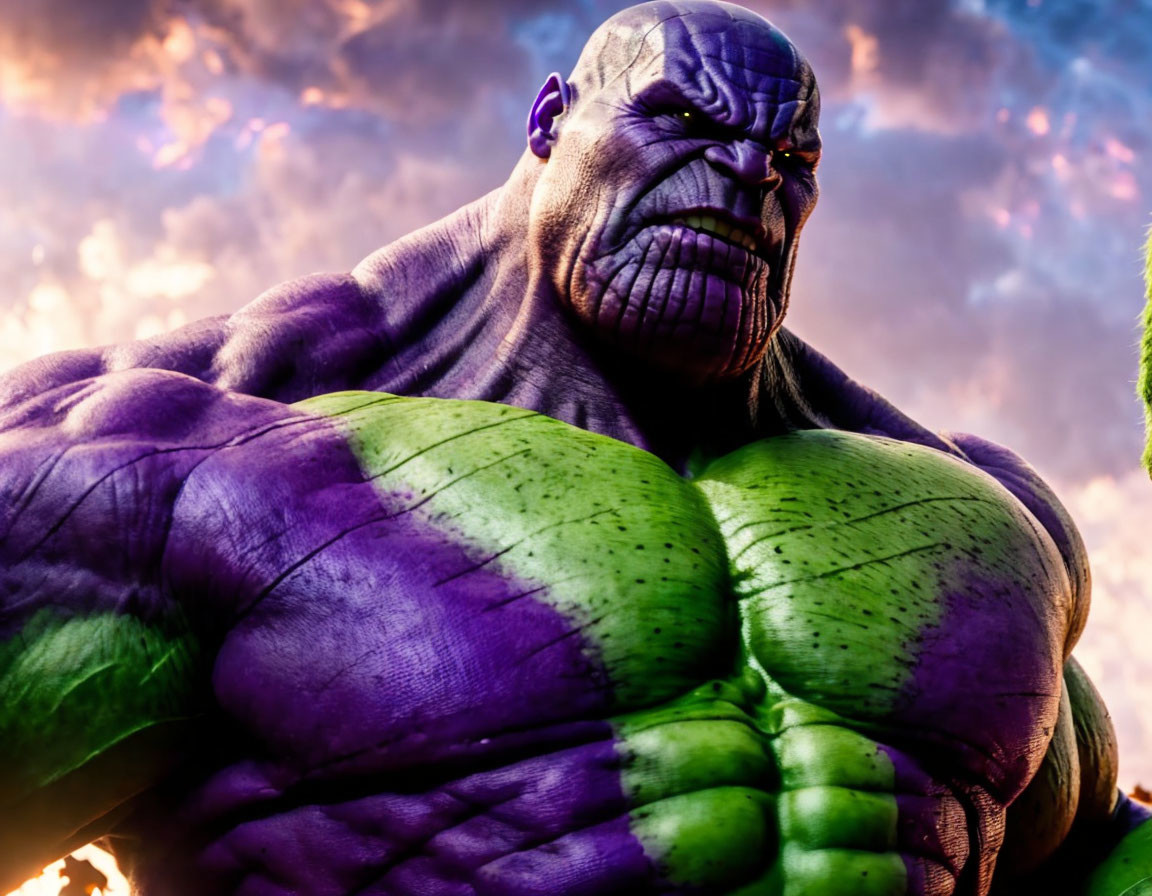 Thanos King fighting Incredible Hulk 