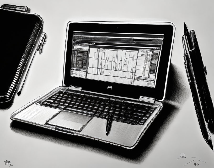 Sketch of Nathan's laptop