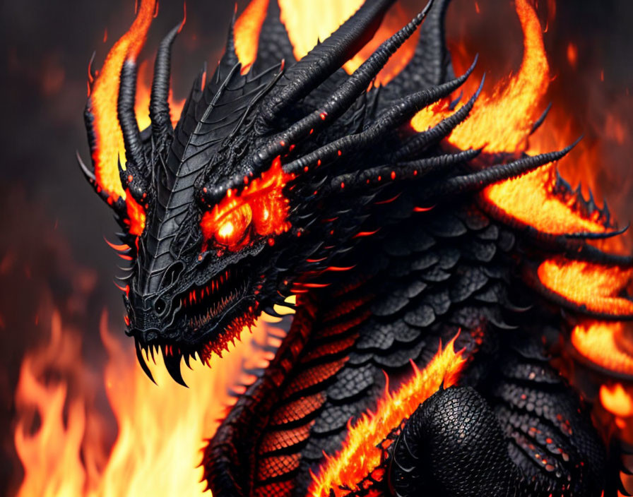 Flaming black Dragon