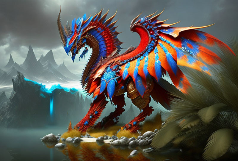 Great blue and orange Dragon