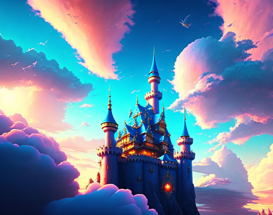 Disney Castle at Sunset